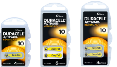 Duracell Activair Zink Luft Batterien der Baugröße 10, davon 3 Packungen in mit der Batterie Anzahl von 4, 6 und 8